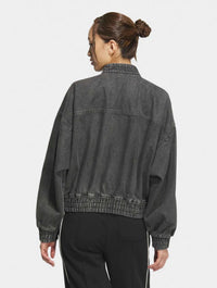 Back view of oversized denim lunar new year jacket, the ultimate 2026 streetwear outerwear for men and women