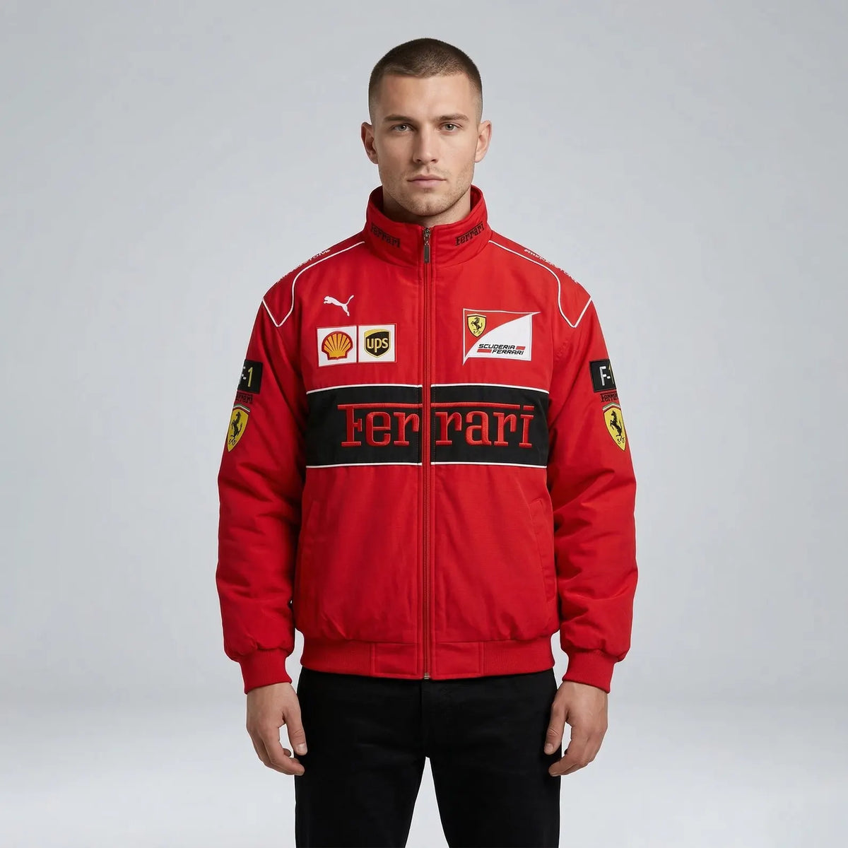 uibok Ferrari red racing parachute jacket lightweight windbreaker