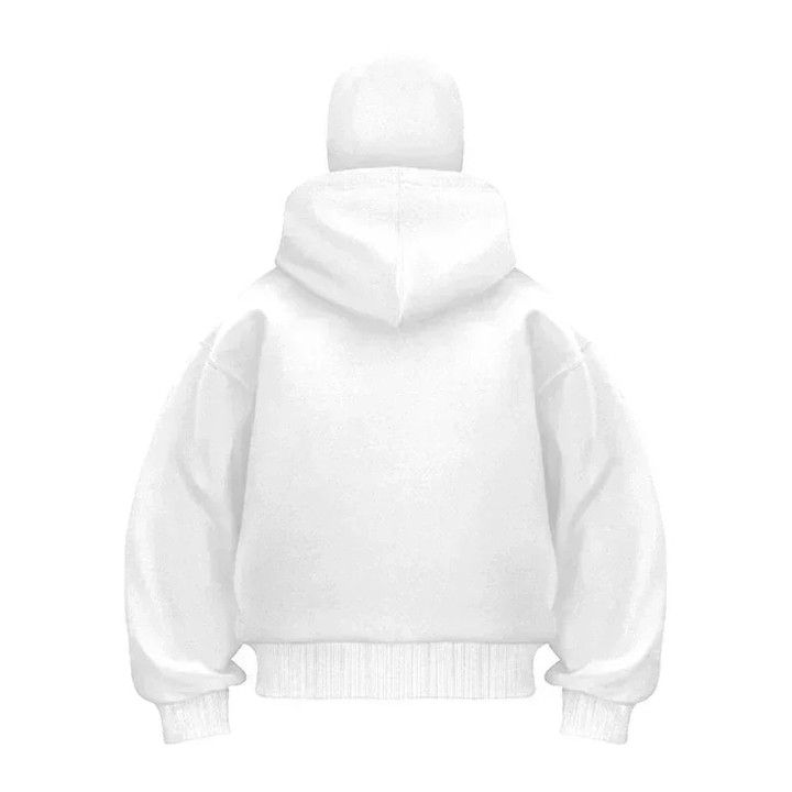 white ninja style hoodie for 2026 urban techwear aesthetic.