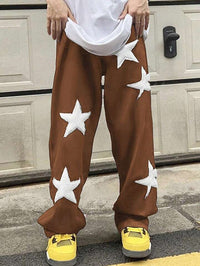 Uibok Premium Star Patchwork Track Pants – Brown