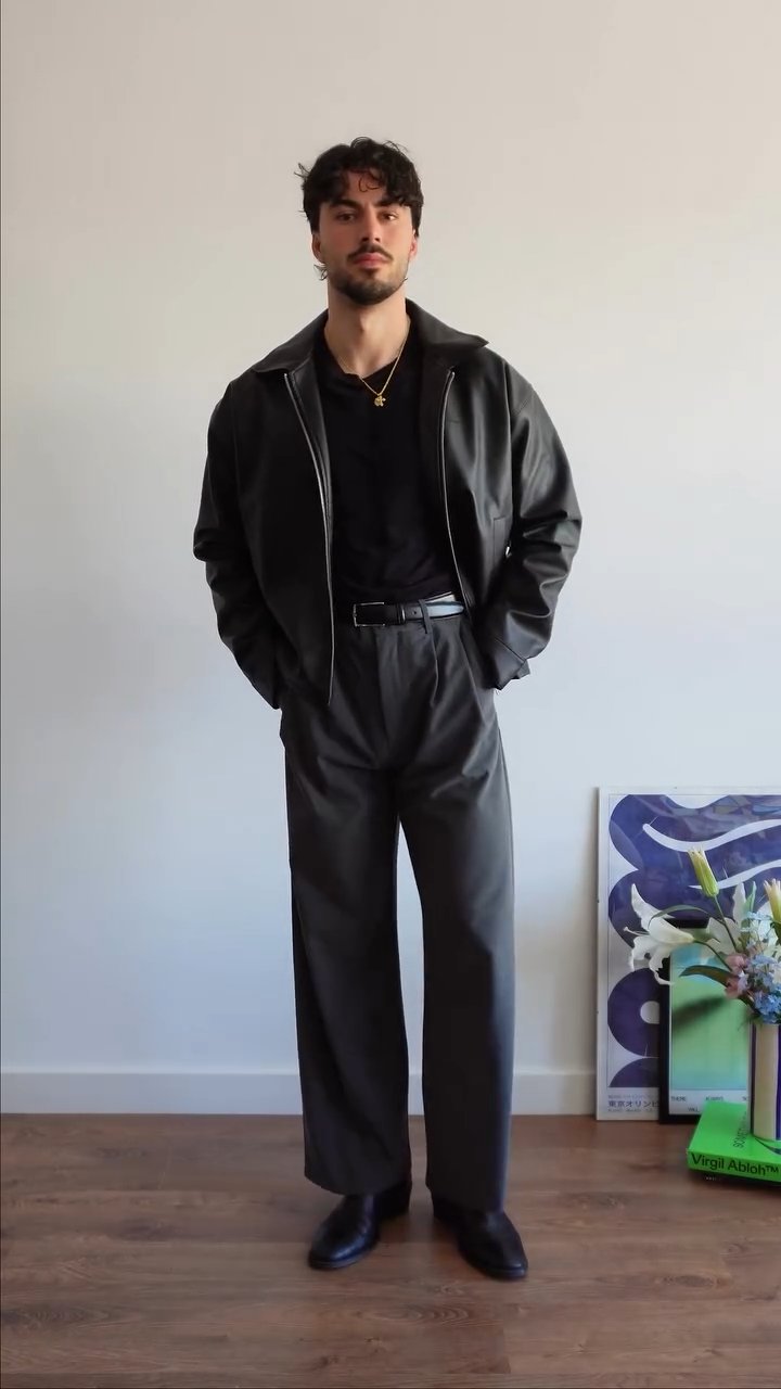 Uibok black faux leather jacket, featuring the best black vegan leather jacket for streetwear aesthetic.