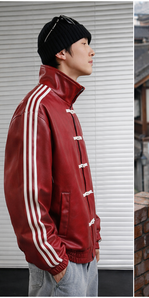 Uibok CNY Leather Jacket – Chinese Knot Streetwear Faux Leather Jacket Unisex | Premium Lunar New Year Inspired Street Fashion