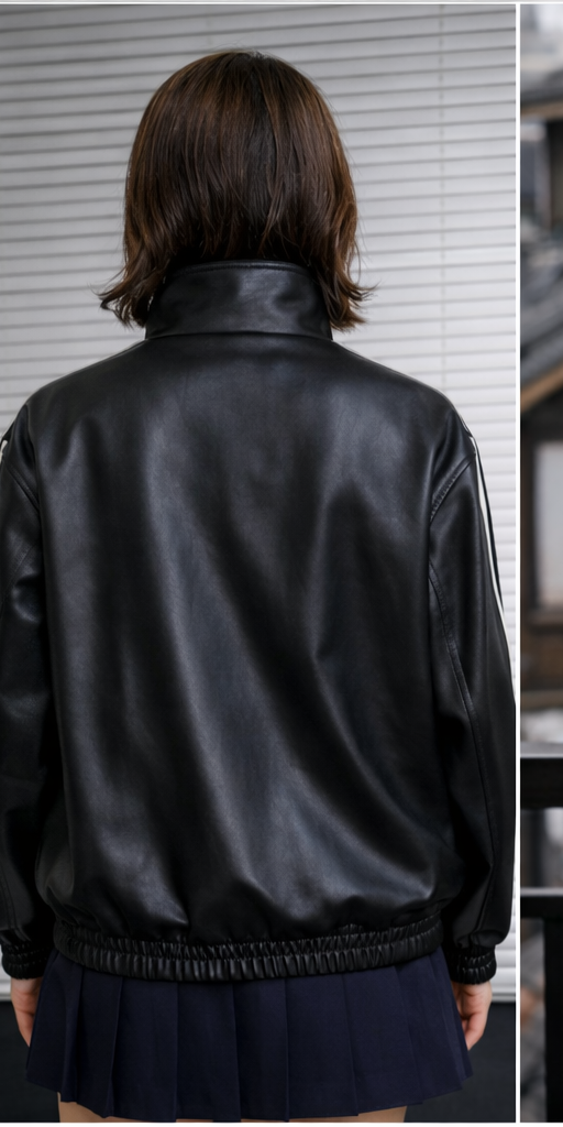 Uibok Black CNY Leather Jacket – Chinese Knot Streetwear Faux Leather Jacket Unisex | Premium Asian Aesthetic Winter Jacket
