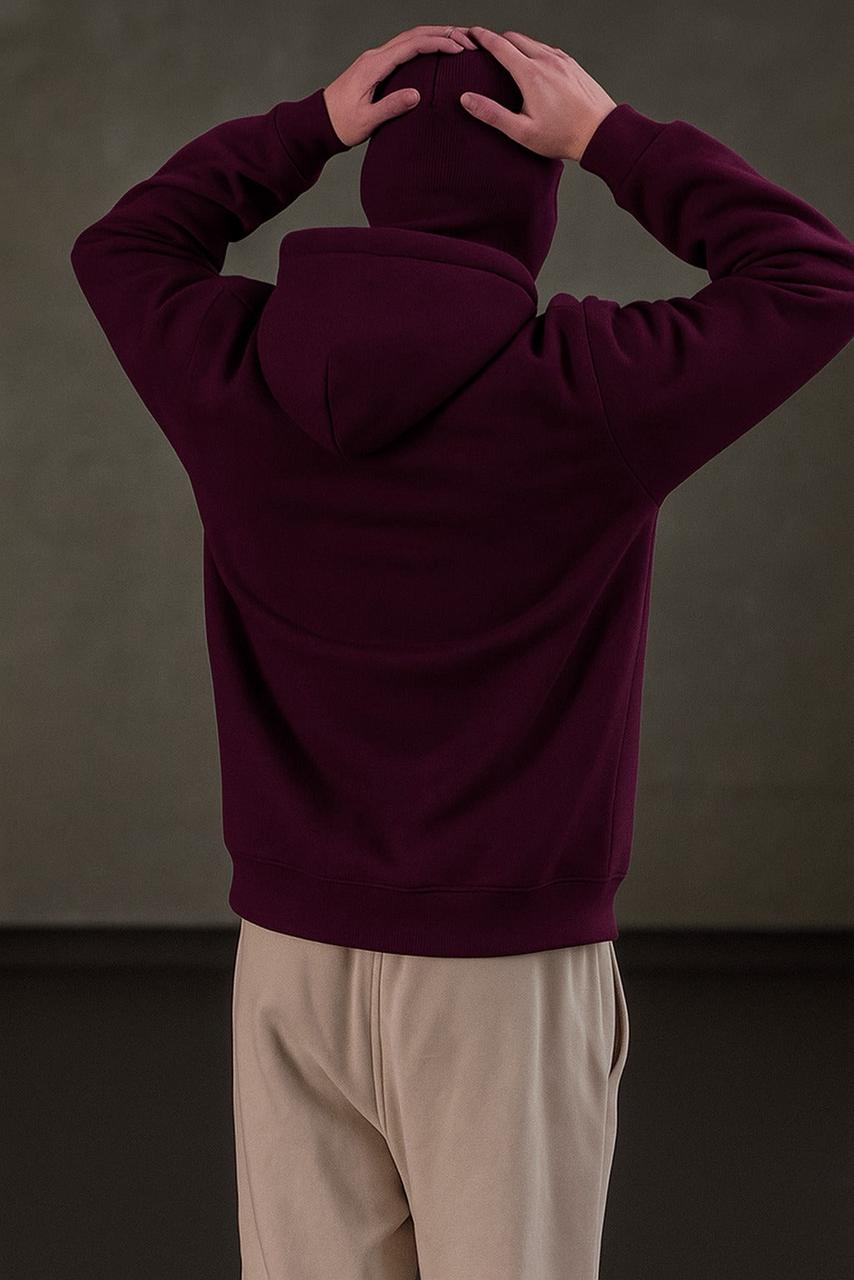 industrial-grade fabric on Uibok premium maroon streetwear hoodie.