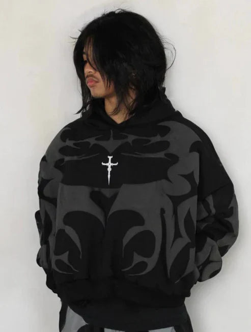 unisex styling oversized depth hoodie dark aesthetic streetwear